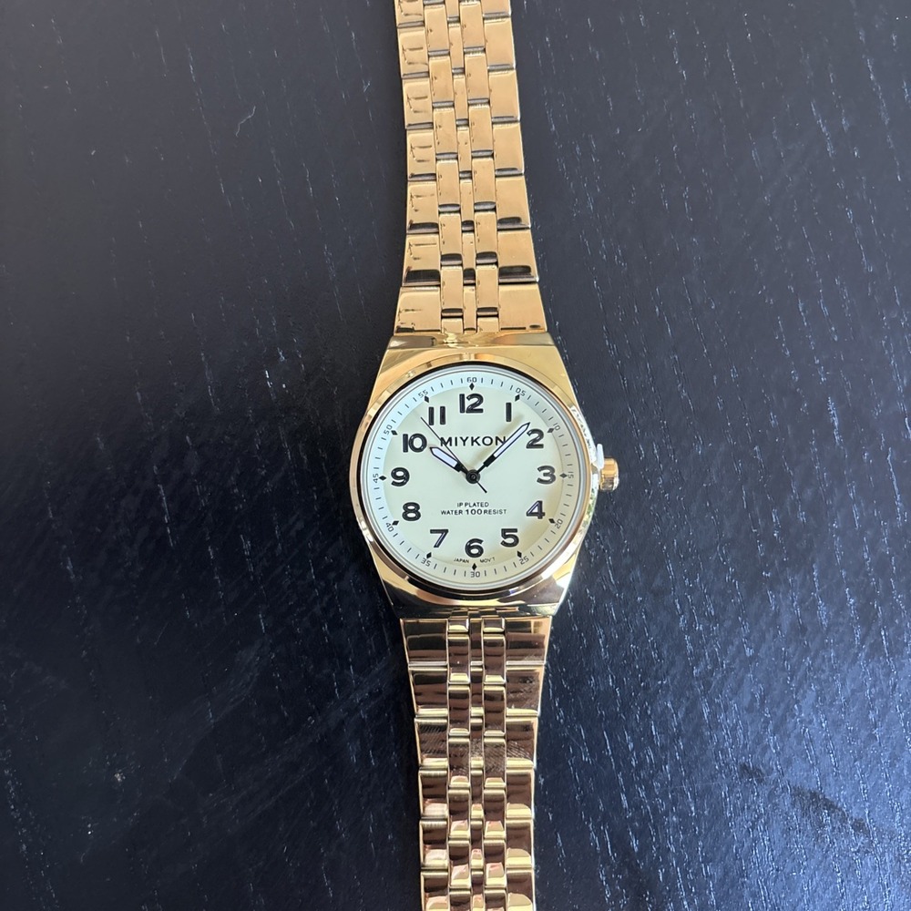 Miykon Men's Gold Stainless Steel  Analog Wristwatch Water-Resistant